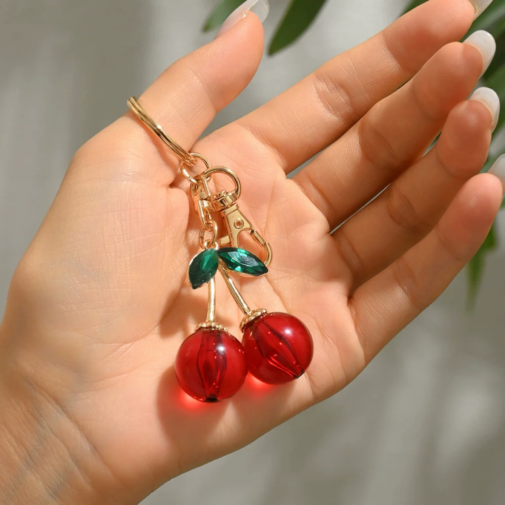 Korean Women'S Charm Keychain Geometric Cz