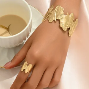 Office Chic Women'S Bangle Ring Set European Gold Bangle Elegant Alloy +