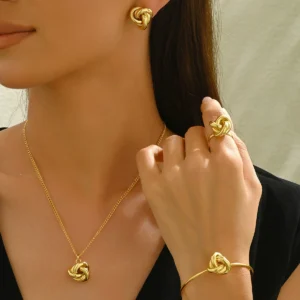 Vintage European Jewelry Necklace Set Designer Open Bangle Women'S Earrings Jewelry Set Top