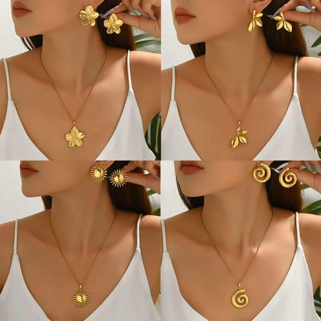 European Women'S Earrings Elegant Pendant Long Necklace Designer Jewelry Alloy Earring & Necklace Set