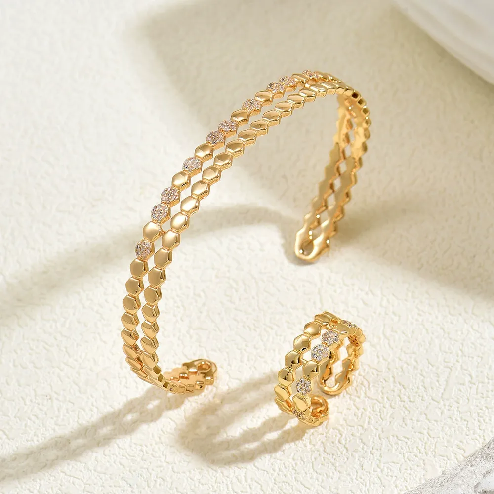Vintage Fashion Luxury Jewelry Designer Cz Multi-Layer Bangle Open Ring Cz + - Image 3