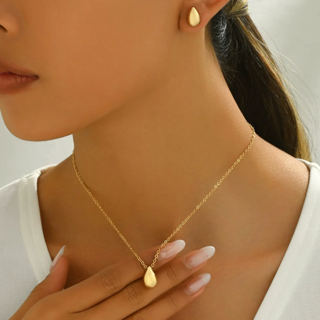Fresh Women'S Necklace & Earring Set Designer Geometric Choker Earring & Necklace Set