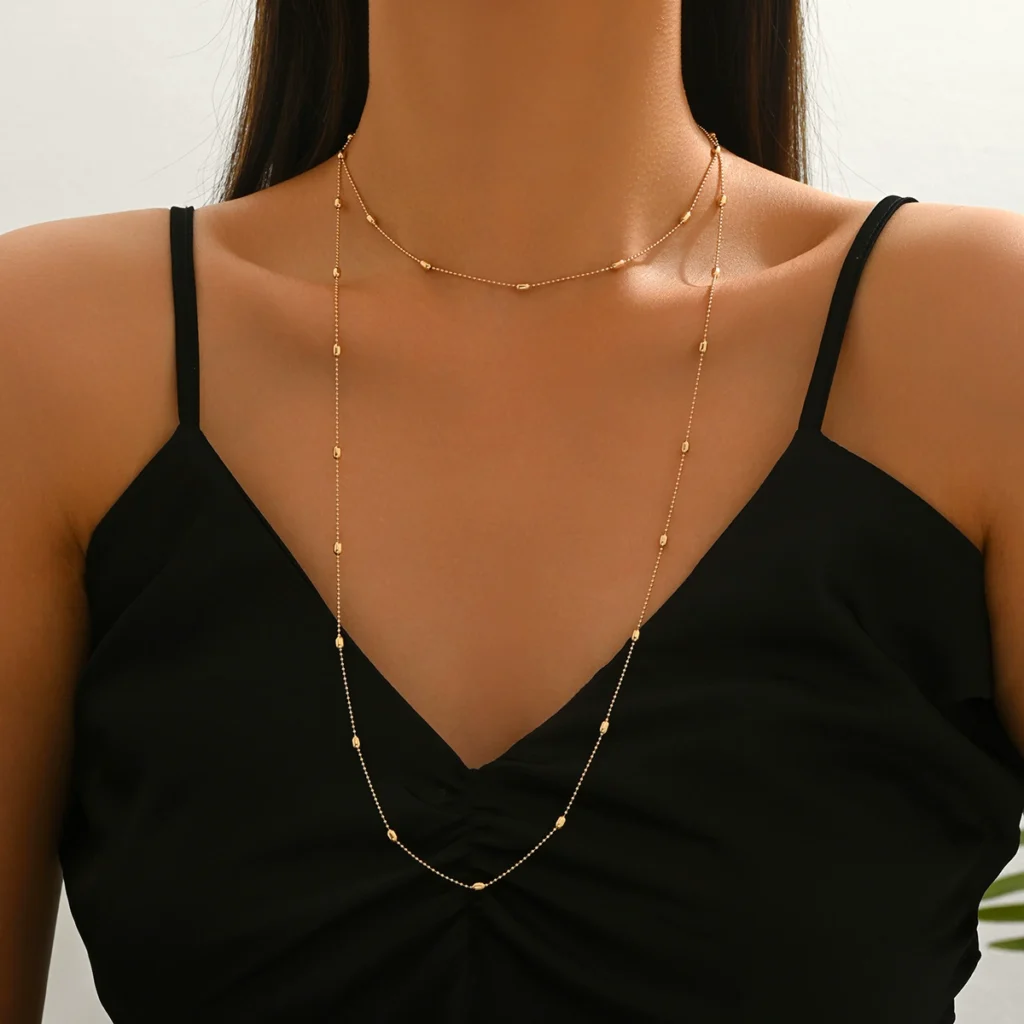 Vintage European Jewelry Multi-Layer Long Beaded Choker Designer Elegant Necklace Bead