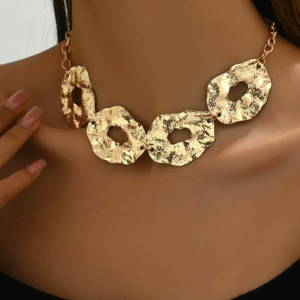 Geometric Office Chic Gold Necklace Designer Women'S Choker Alloy