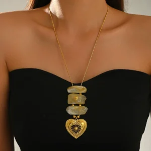 European Jewelry Woven Heart Pendant Necklace