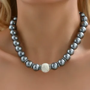 European Pearl Necklace Inlaid Cz Elegant Choker Chain Pearl
