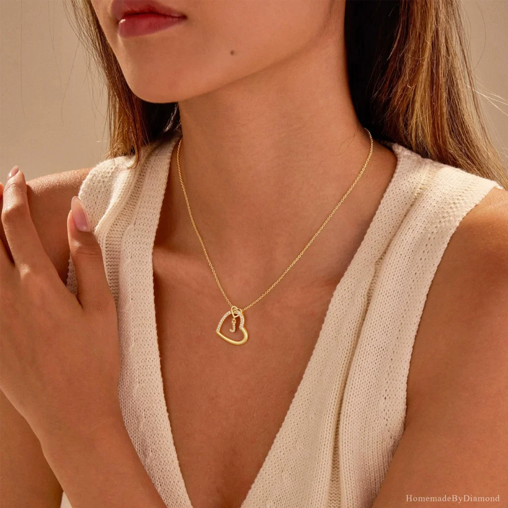 Temu Women'S Jewelry Elegant 26 Letter Cz Long Necklace Heart Choker Necklace Top