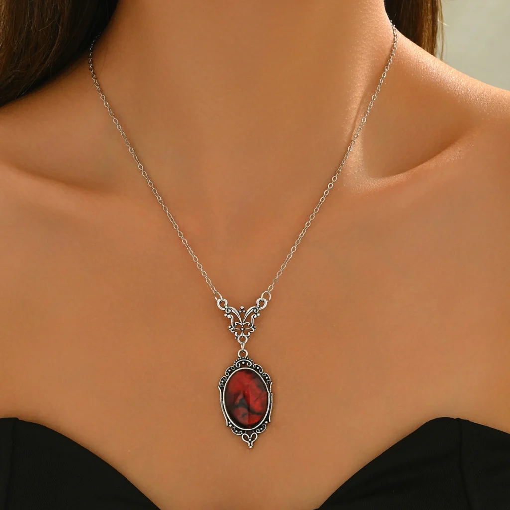 Geometric Vintage European Vintage Women'S Jewelry Geometric Inlaid Long Crystal Necklace Alloy
