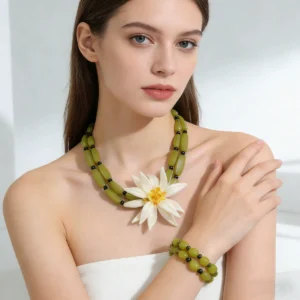 Vintage European Necklace Flower Earrings Elegant Long Necklace Jewelry Necklace
