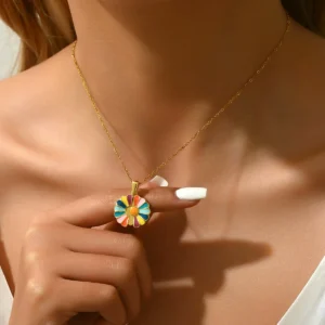 Designer Sun Necklace Enamel Choker Elegant Enamel Alloy