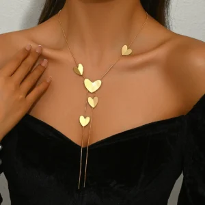 Vintage European Women'S Necklace Geometric Heart Multi-Layer Pendant Choker