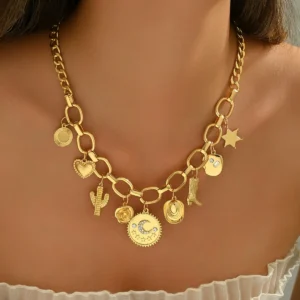 Women'S Necklace Geometric Heart Pendant Cz Choker