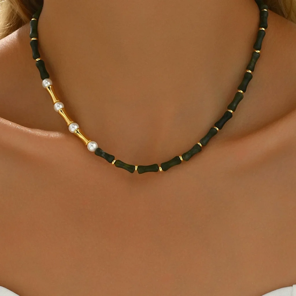 Vintage Women'S Long Necklace Pearl Designer Choker Pearl Geometric