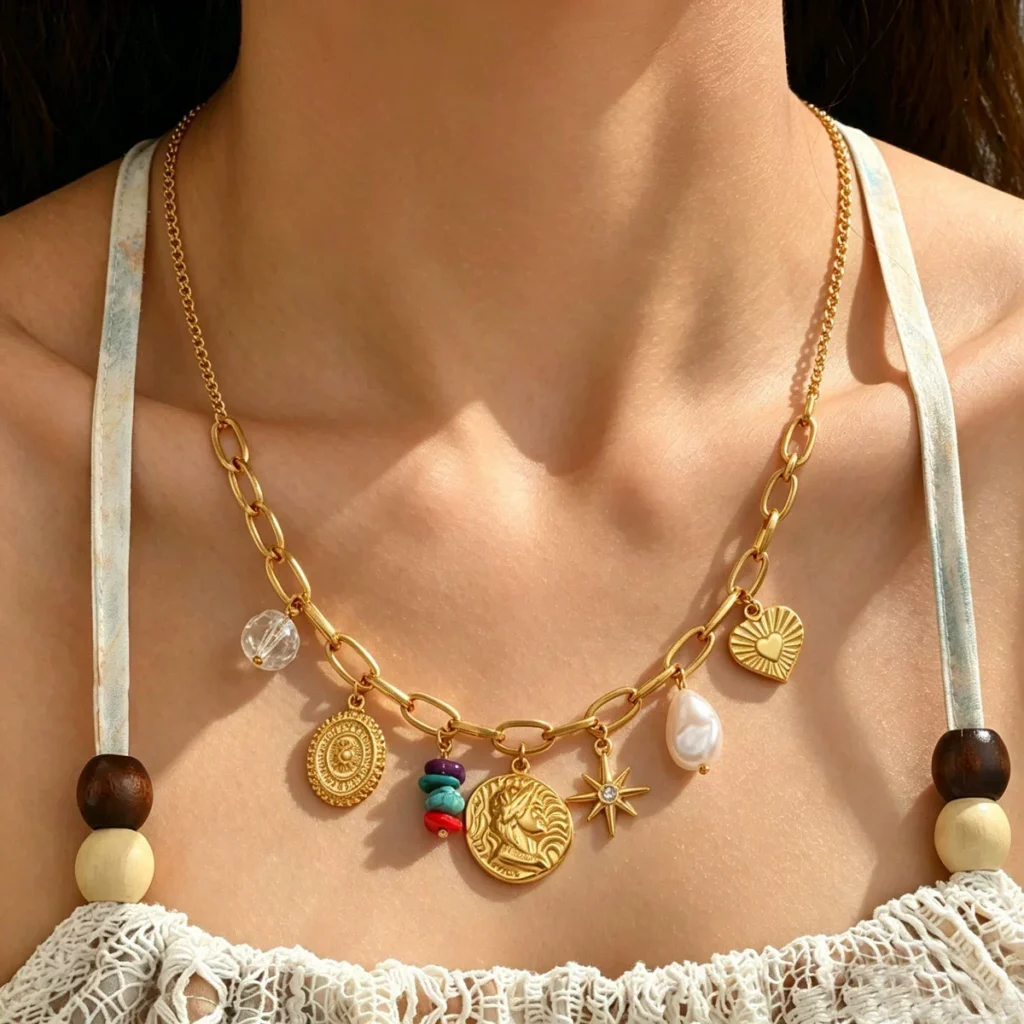 European Jewelry Geometric Luxury Pearl Woven Heart Necklace Elegant Choker Alloy Woven
