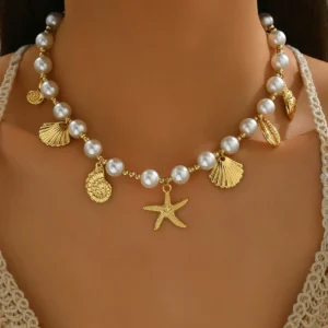 European Women'S Pearl Necklace Designer Gold Pendant Necklace