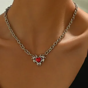 Geometric European Heart Necklace Designer Cz Elegant Choker Cz Alloy