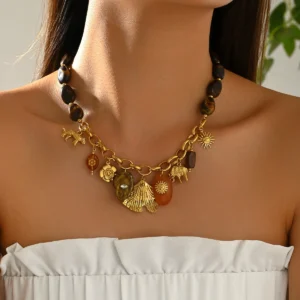 European Jewelry Flower Woven Pendant Necklace Elegant Choker