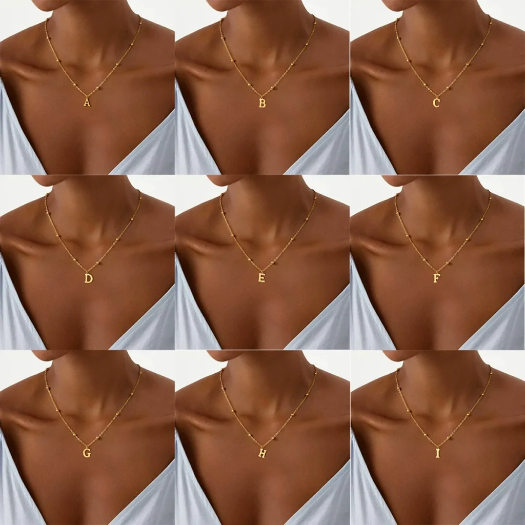 Vintage European Jewelry 26 Letter Necklace Luxury Designer Stainless Steel Choker Stainless Steel