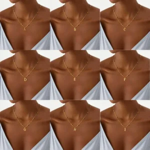 Vintage European Jewelry 26 Letter Necklace Luxury Designer Stainless Steel Choker Stainless Steel
