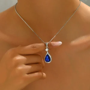 Geometric Luxury European Women'S Long Necklace Designer Cz Elegant Choker Cz Alloy