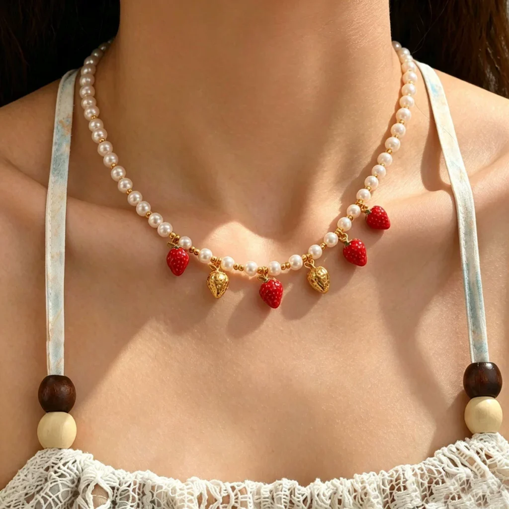 European Jewelry Minimalist Woven Pearl Necklace Elegant Choker Alloy Woven