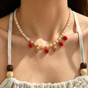 European Jewelry Minimalist Woven Pearl Necklace Elegant Choker Alloy Woven