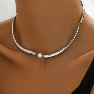 European Designer Women'S Necklace Geometric Pearl Choker Long Jewelry Round Line