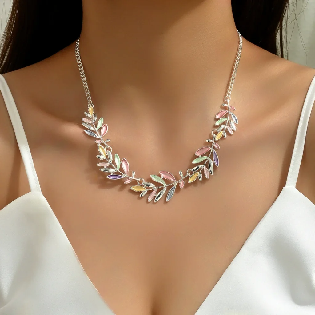 European Necklace Pendant Alloy Pendant Long Chain Gold Enamel