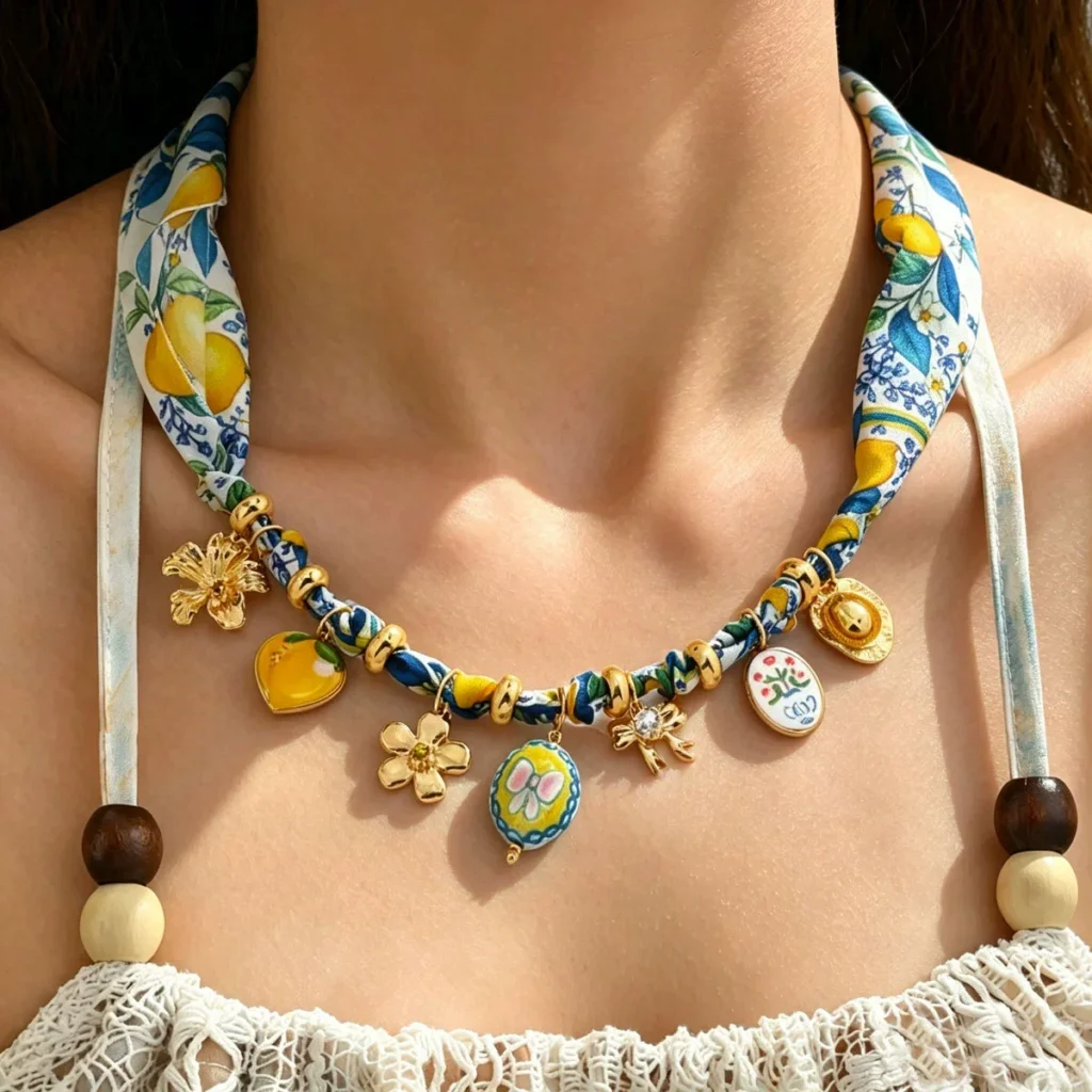 Vintage European Jewelry Flower Pendant Choker Designer