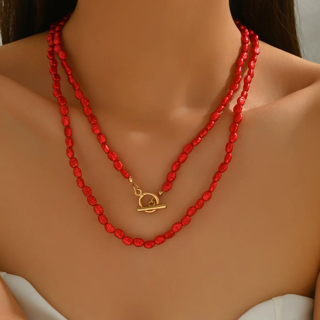 Vintage European Jewelry Designer Woven Ot Necklace Multi-Layer Choker Handmade Bead