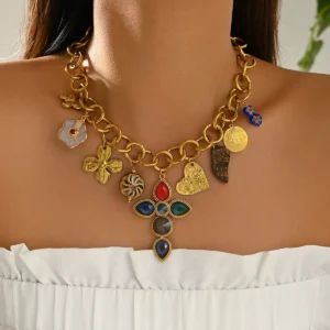 Necklace Vintage Luxury Cross Heart Pendant Choker Geometric Designer