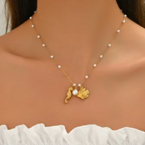 Vintage European Jewelry Geometric Women'S Necklace Designer Pearl