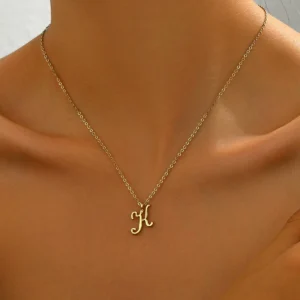 European Long Necklace Alphabet Designer Geometric Elegant Choker Alloy