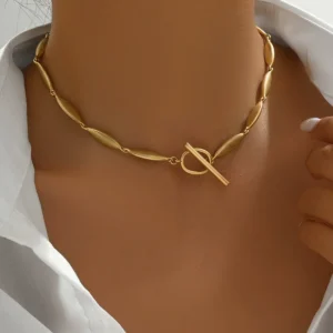 Minimalist European Women'S Elegant Choker Geometric Designer Gold Necklace Line