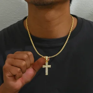 European Cross Designer Necklace Inlaid Cz Pendant Minimalist Necklace