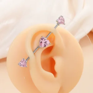 American Earrings Inlaid Cz Heart Cz European