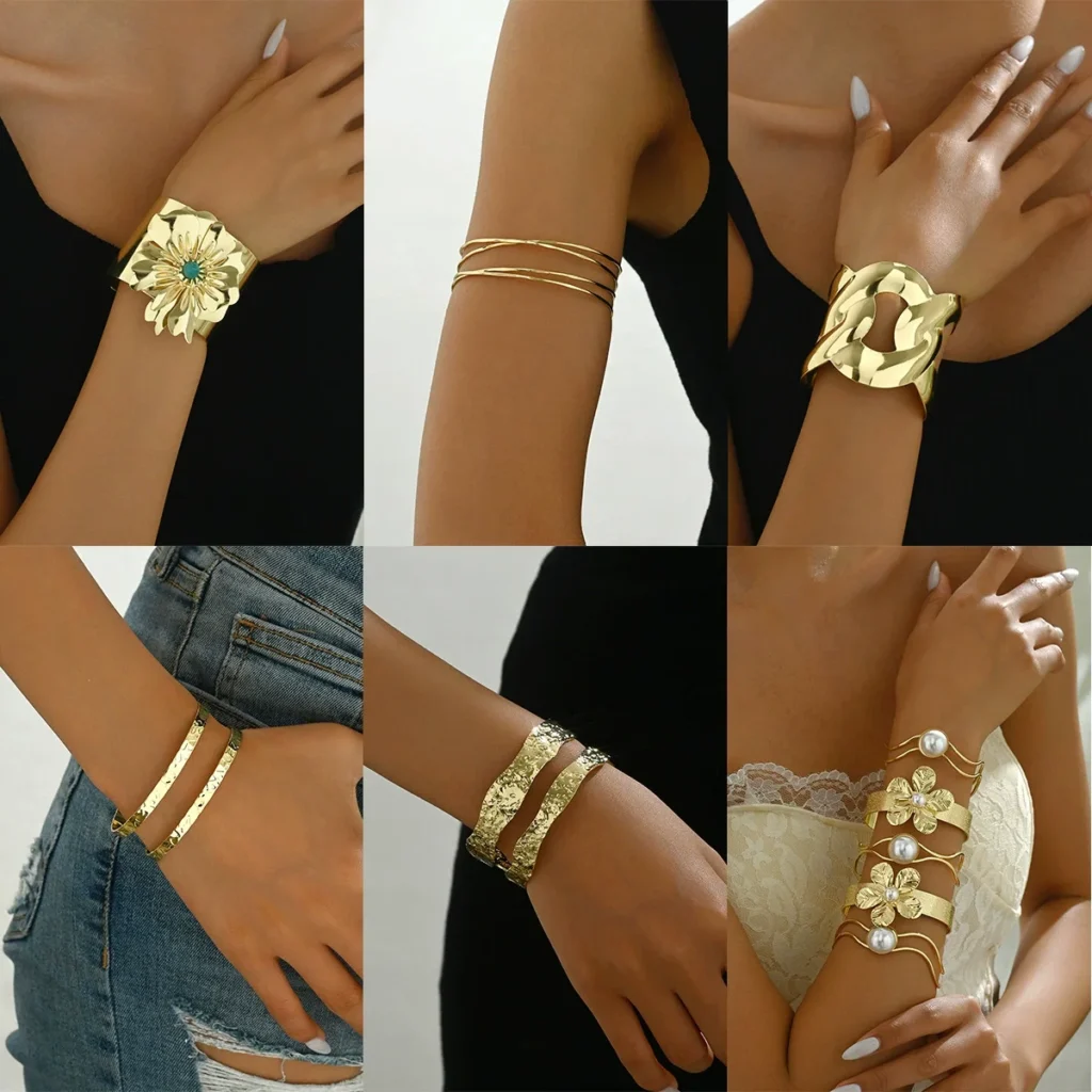 Fashion Luxury Women'S Bangle Inlaid Pearl Open Adjustable Bangle Designer Flower