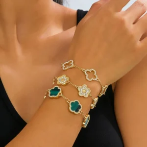 Vintage European Women'S Bracelet Geometric Inlaid Cz Bangle Set Designer Bracelet