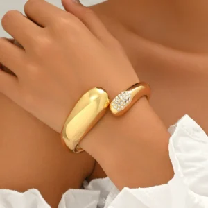 European Jewelry Geometric Inlaid Cz Open Luxury Bangle Cz Luxury