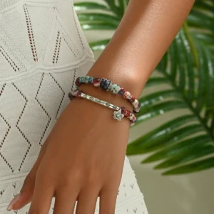 European Women'S Beaded Bracelet Flower Vintage Designer Bracelet Glass Vintage