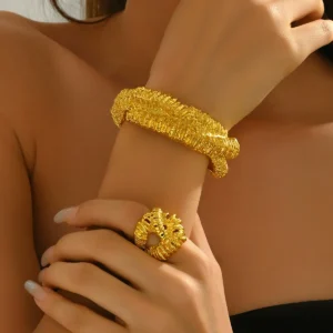Vintage European Women'S Jewelry Geometric 18K Bangle Open Ring European