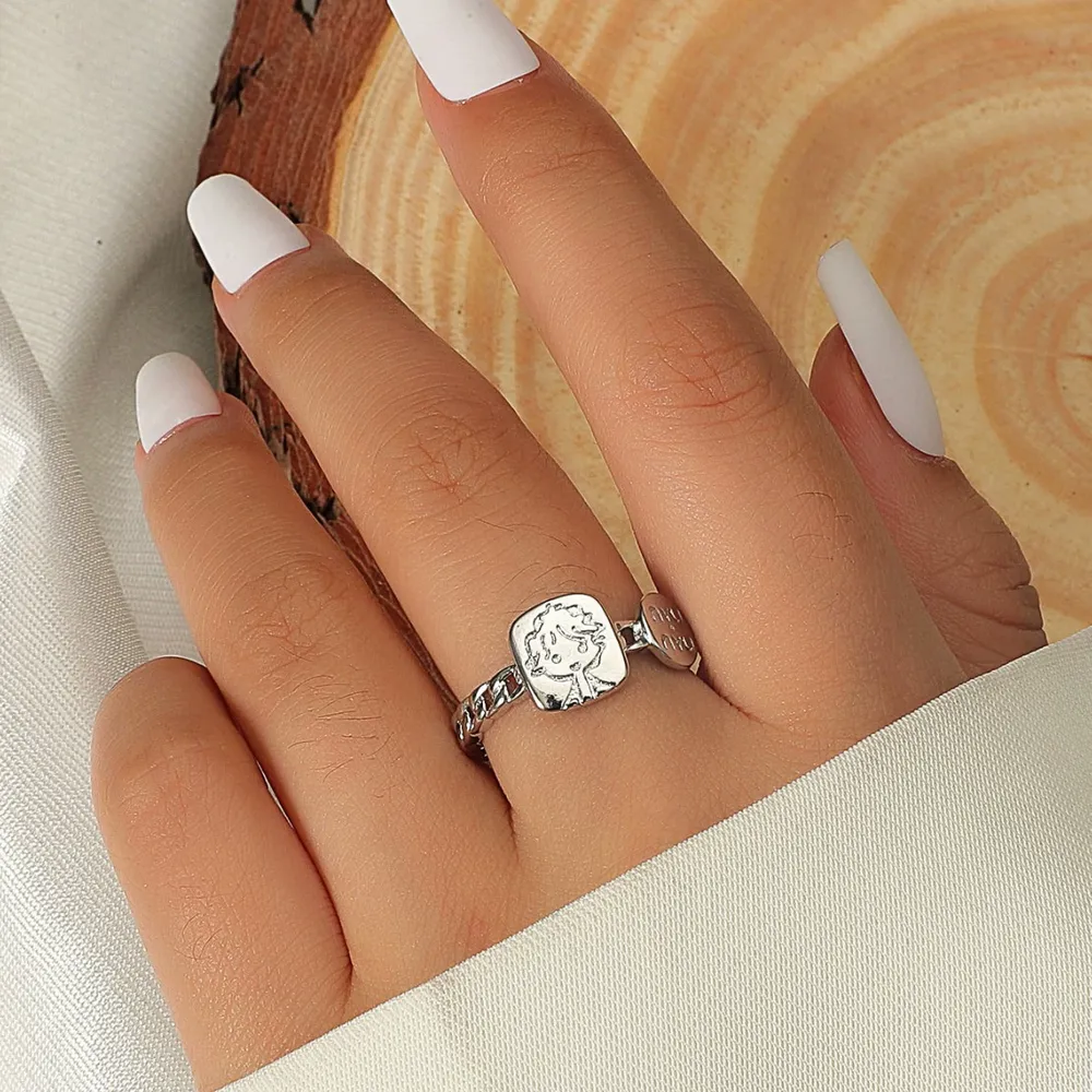 Fresh Korean Distressed Ring Open Adjustable Ring