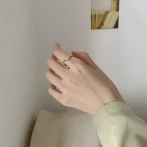 Korean Gold Ring Line Ring Luxury Index Ring Plain Band