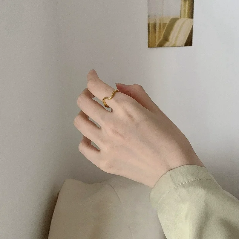 Korean Gold Ring Line Ring Luxury Index Ring Plain Band