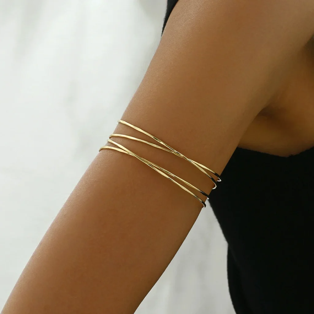 Minimalist Designer Korean Women'S Bangle Multi-Layer Elegant Armband Geometric Line Bangle Top
