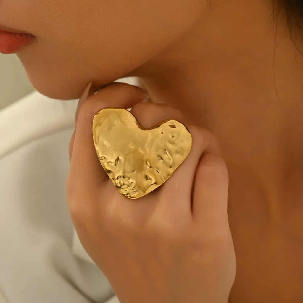 Women'S Ring Designer Heart Open Ring Elegant Heart