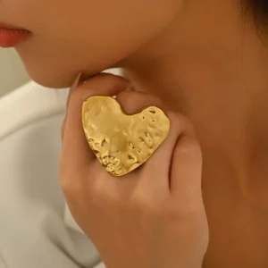 Women'S Ring Designer Heart Open Ring Elegant Heart