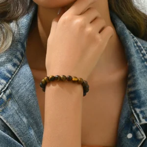 Minimalist Vintage Geometric Bracelet Handwoven Designer Elegant Bangle Natural Stone Woven