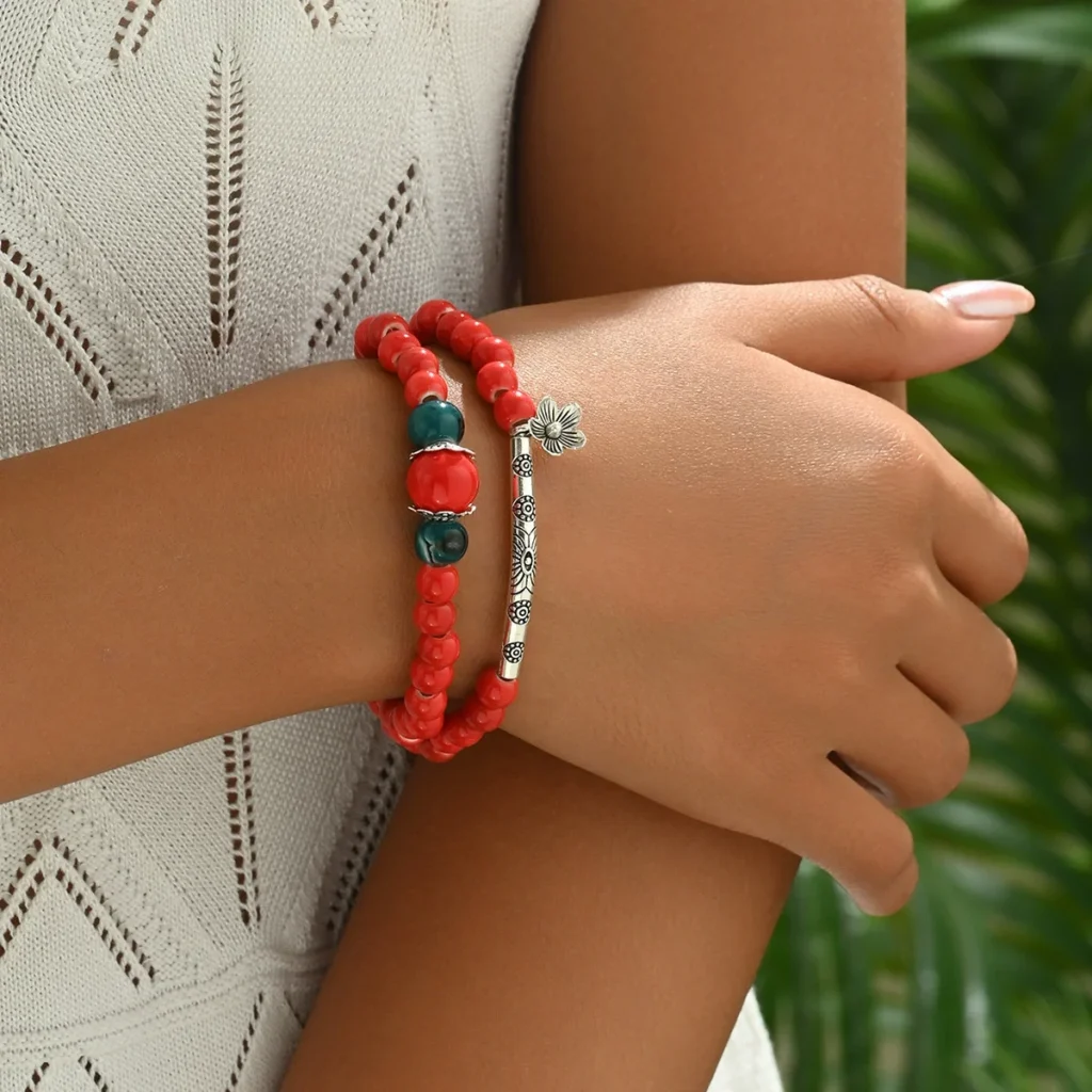 Vintage European Bracelet Geometric Handwoven Flower Bangle Handwoven