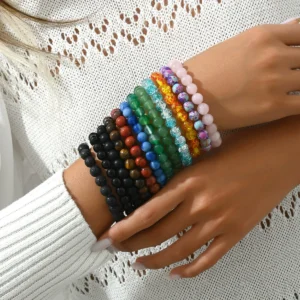 Women'S Beaded Bracelet Set Designer Natural Stone Handwoven Bangle Natural Stone Handwoven